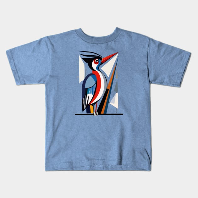 Geometric Woodpecker Kids T-Shirt by Suneldesigns